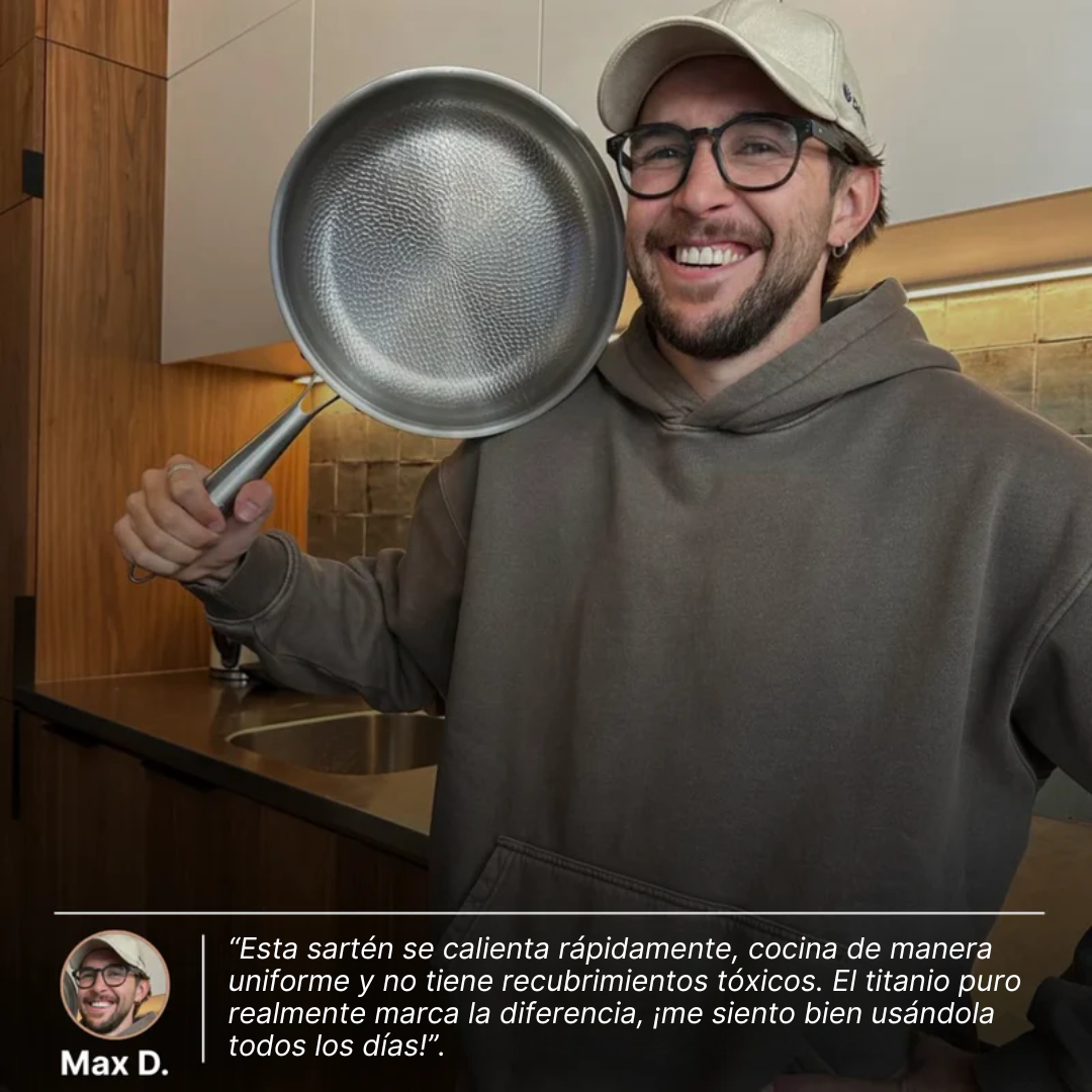 Sartén martillada de titanio