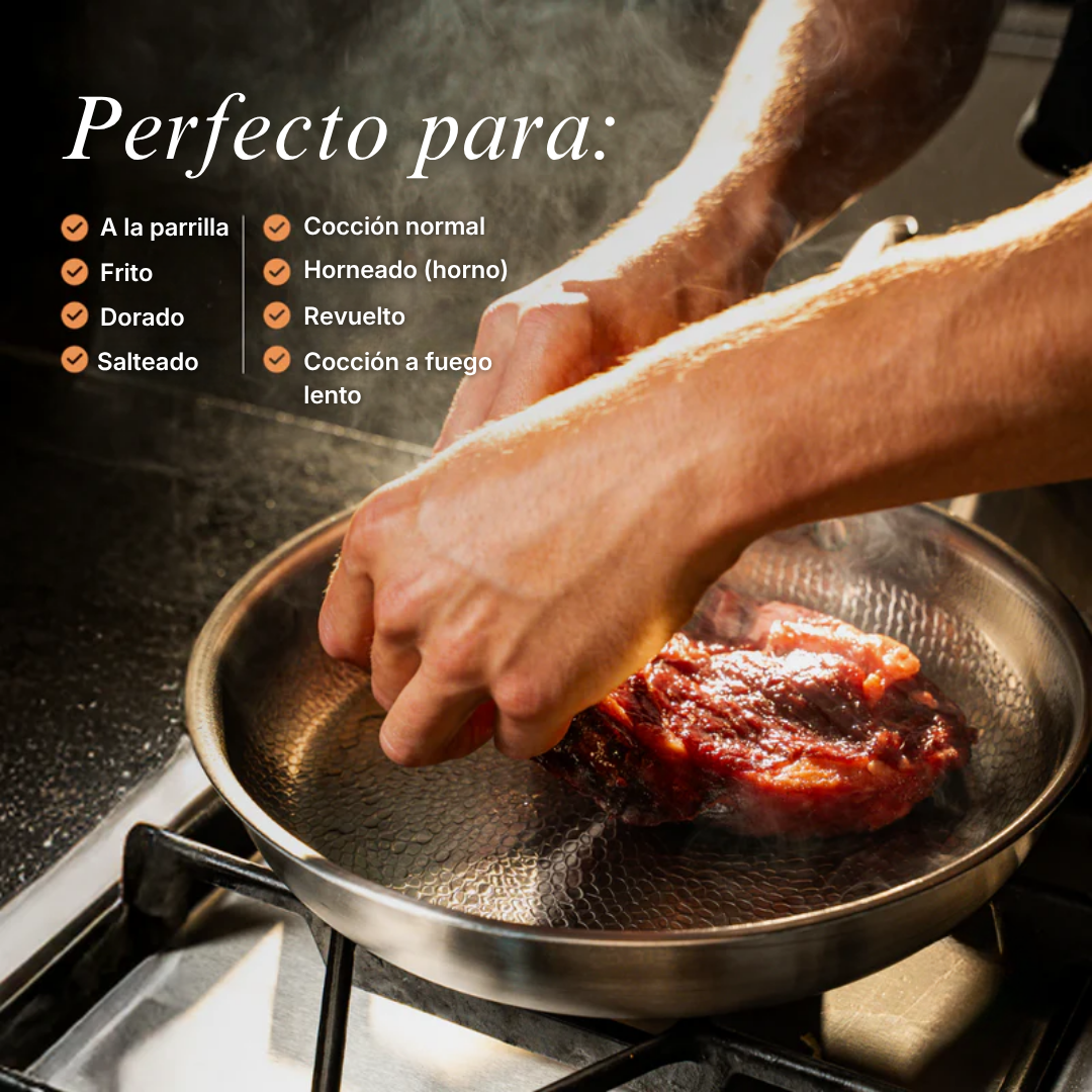 Sartén martillada de titanio