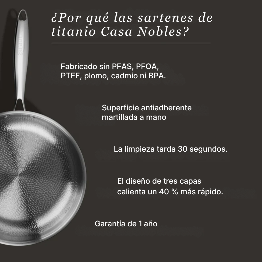 Sartén martillada de titanio