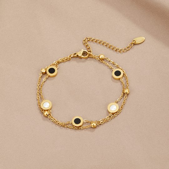 Armband úr ónyx og hvítum steinum